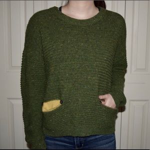 Ribbed Sweater with Owl Elbow Patches